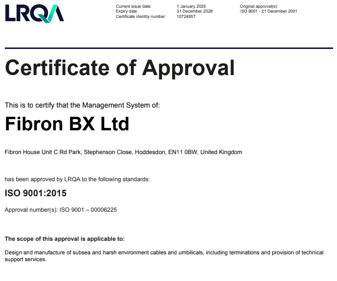 ISO 9001 certificate